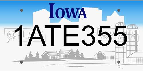 1ATE355 Iowa License Plate