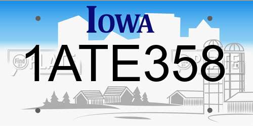 1ATE358 Iowa License Plate