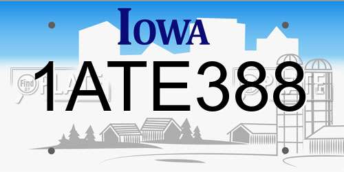 1ATE388 Iowa License Plate