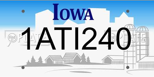1ATI240 Iowa License Plate