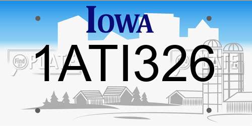 1ATI326 Iowa License Plate
