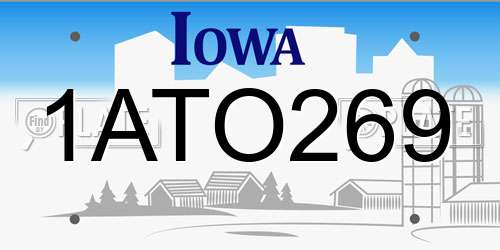 1ATO269 Iowa License Plate