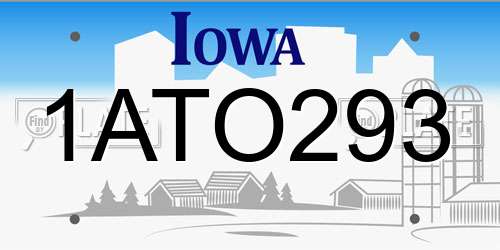 1ATO293 Iowa License Plate