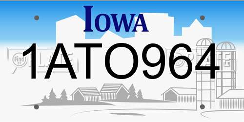 1ATO964 Iowa License Plate