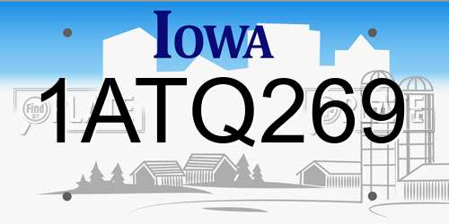 1ATQ269 Iowa License Plate