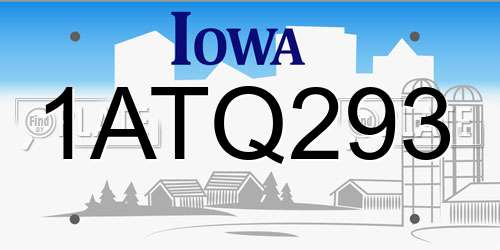 1ATQ293 Iowa License Plate