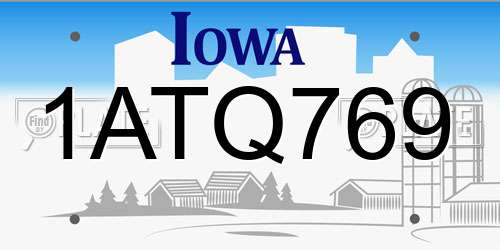 1ATQ769 Iowa License Plate