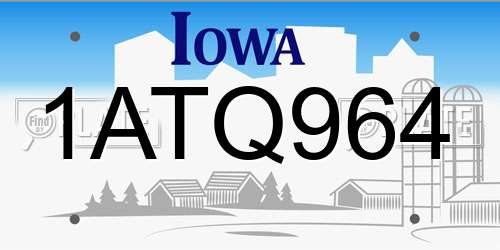 1ATQ964 Iowa License Plate