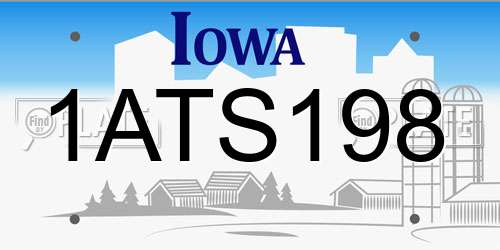 1ATS198 Iowa License Plate