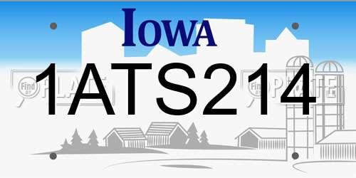 1ATS214 Iowa License Plate