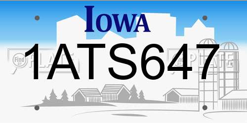1ATS647 Iowa License Plate