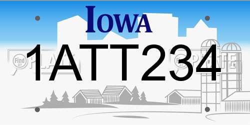 1ATT234 Iowa License Plate