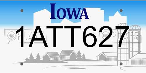 1ATT627 Iowa License Plate