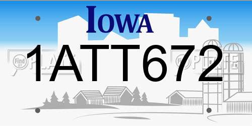 1ATT672 Iowa License Plate