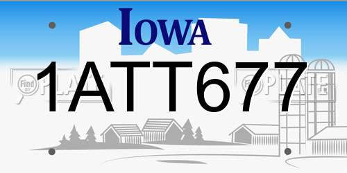 1ATT677 Iowa License Plate
