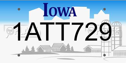 1ATT729 Iowa License Plate