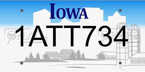 1ATT734 Iowa License Plate