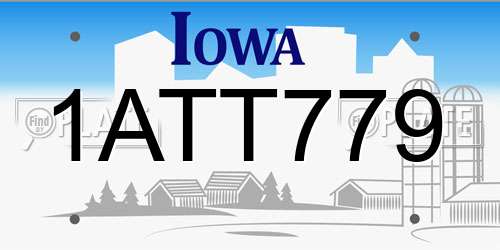 1ATT779 Iowa License Plate