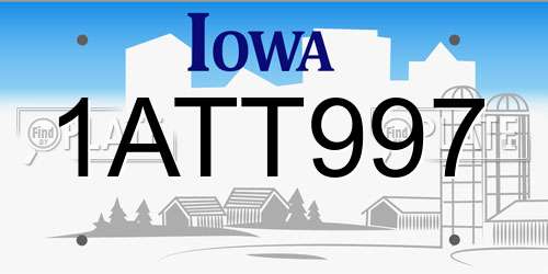 1ATT997 Iowa License Plate