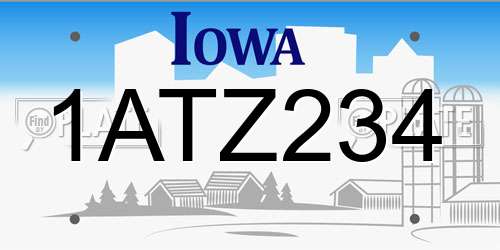 1ATZ234 Iowa License Plate