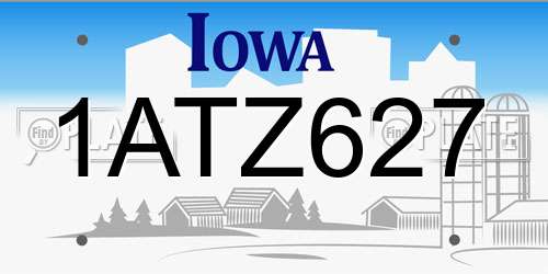 1ATZ627 Iowa License Plate