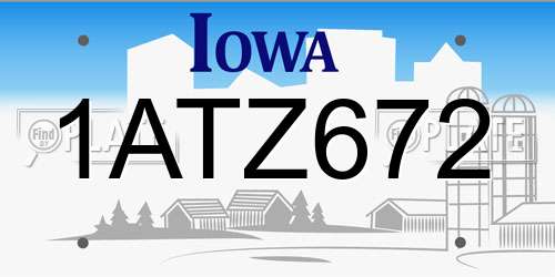 1ATZ672 Iowa License Plate