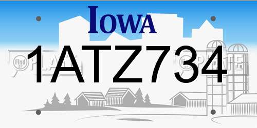 1ATZ734 Iowa License Plate