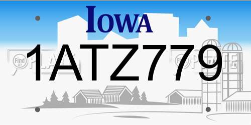 1ATZ779 Iowa License Plate
