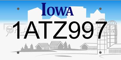 1ATZ997 Iowa License Plate