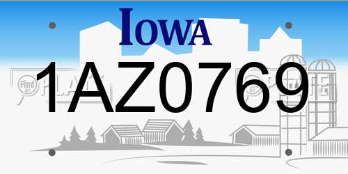 1AZ0769 Iowa License Plate