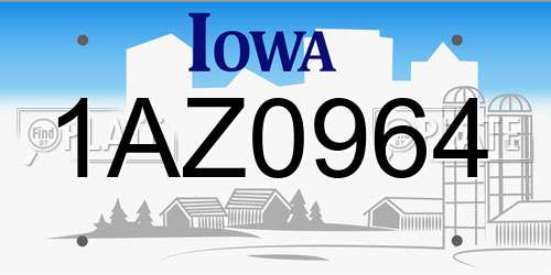 1AZ0964 Iowa License Plate