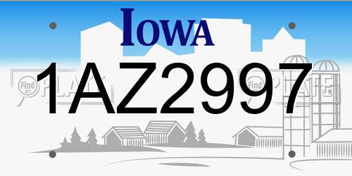 1AZ2997 Iowa License Plate