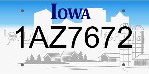 1AZ7672 Iowa License Plate