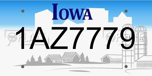 1AZ7779 Iowa License Plate