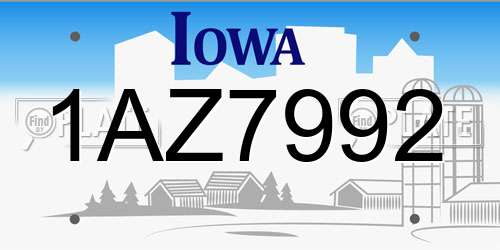 1AZ7992 Iowa License Plate