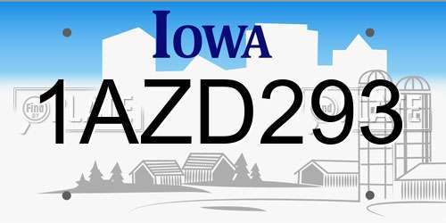 1AZD293 Iowa License Plate