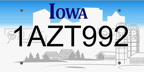 1AZT992 Iowa License Plate
