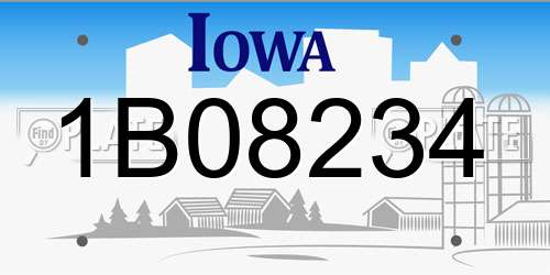 1B08234 Iowa License Plate