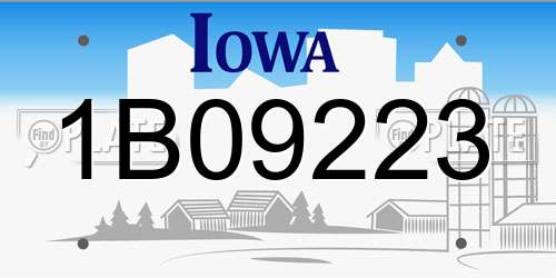 1B09223 Iowa License Plate