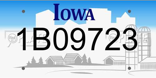 1B09723 Iowa License Plate