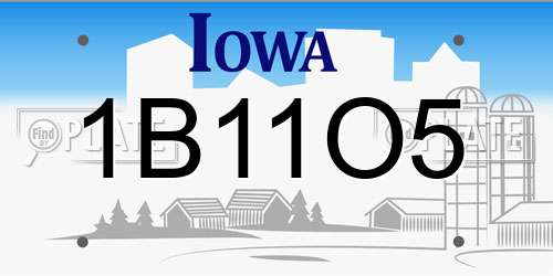 1B11O5 Iowa License Plate