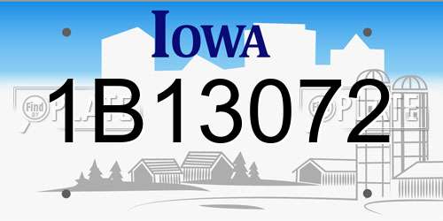 1B13072 Iowa License Plate
