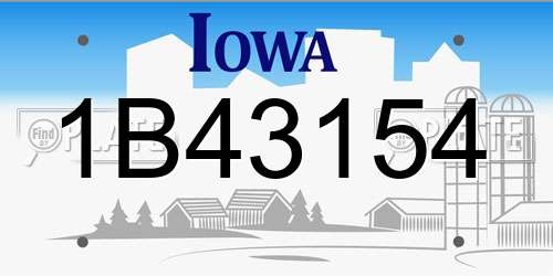 1B43154 Iowa License Plate