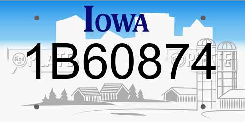 1B60874 Iowa License Plate