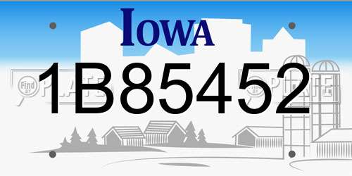 1B85452 Iowa License Plate