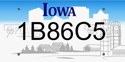 1B86C5 Iowa License Plate