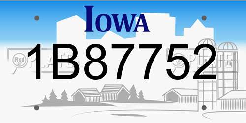 1B87752 Iowa License Plate