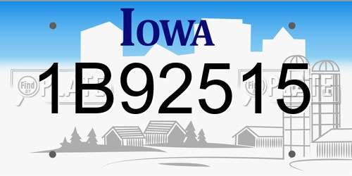 1B92515 Iowa License Plate