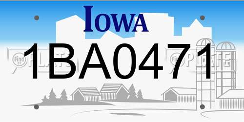 1BA0471 Iowa License Plate