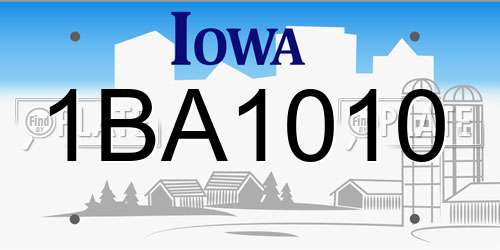 1BA1010 Iowa License Plate